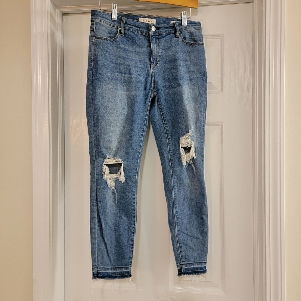 Pacsun Jeans lowrise ankle jegging super stretch distressed size 28 short
